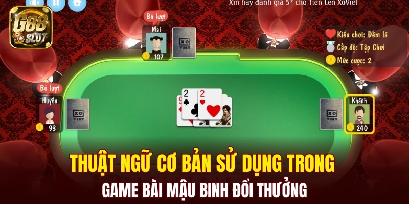 Thuật ngữ cơ bản sử dụng trong game bài mậu binh đổi thưởng